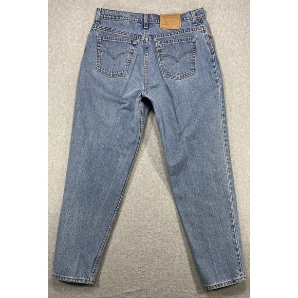 Levis 551 Jeans Womens Sz 16 34x30 Relaxed Fit Tapered Leg Distressed aded Denim - Picture 9 of 15